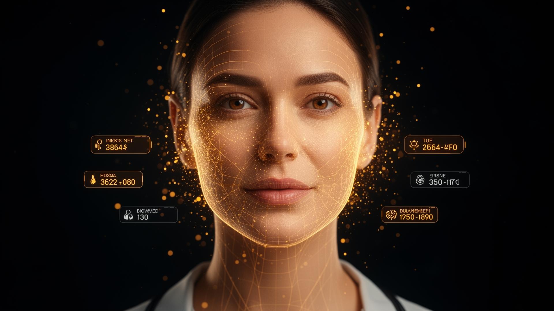Face scan HUD with biometric overlays